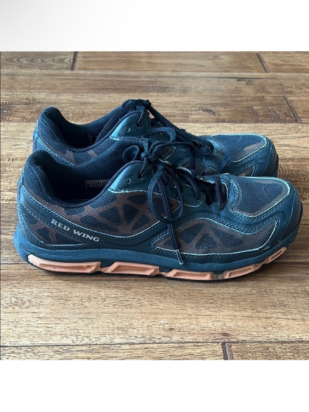Red Wing Men's Athletic Aluminum Toe Work Shoes 6338 Black Orange Size 8